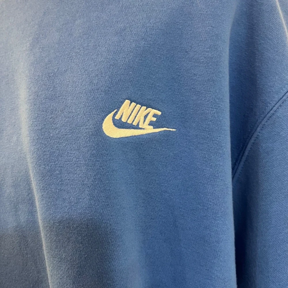 Nike Blue Cotton Blend Club Fleece Crewneck Sweatshirt Oversized Sporty XXL